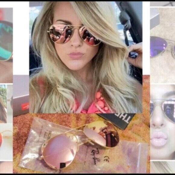 New Ray-Ban Aviator 3026 Pink Gold Flash Lens 62mm Sunglasses main image 4